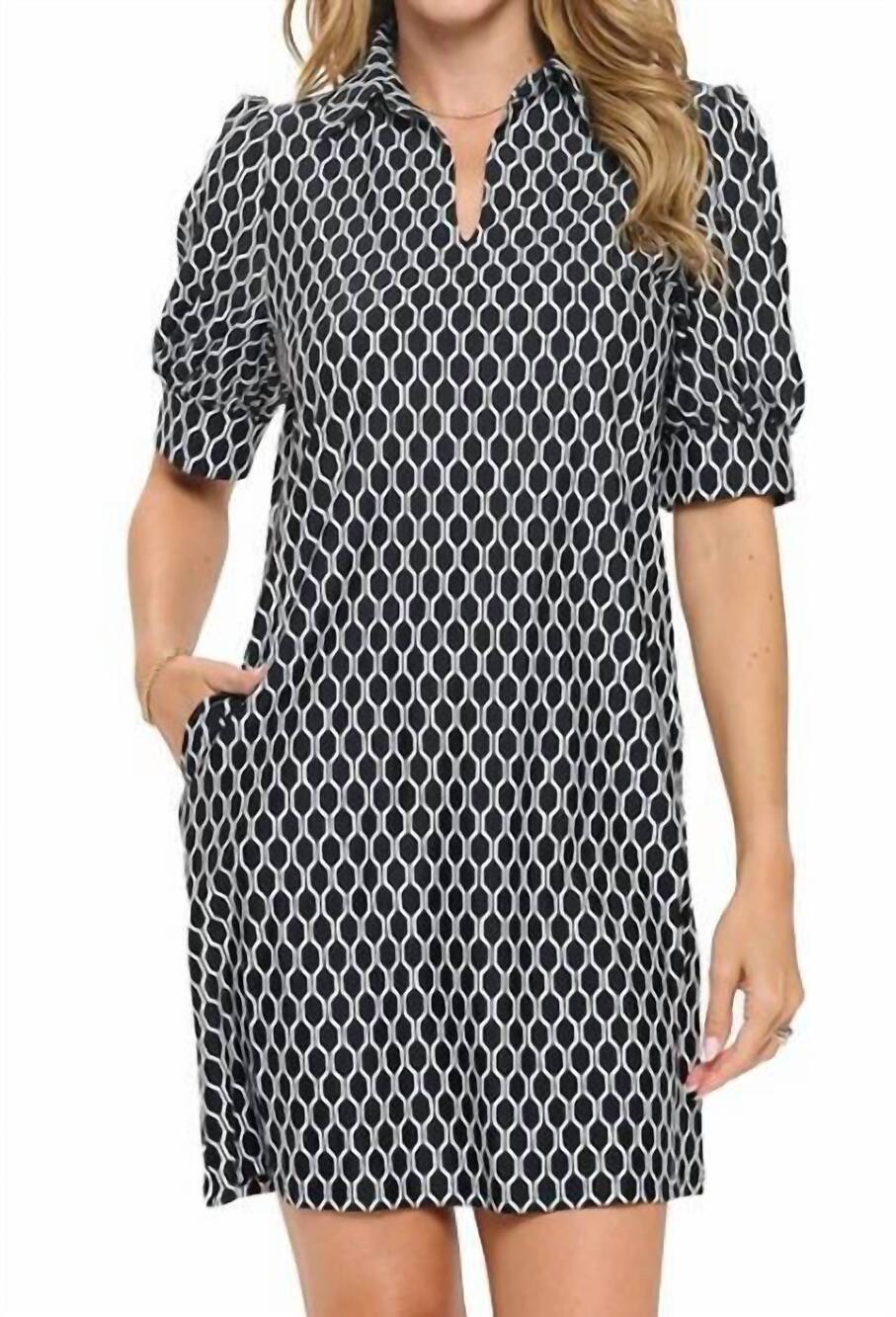 NEW ARYEH bubble sleeve dress in black & white